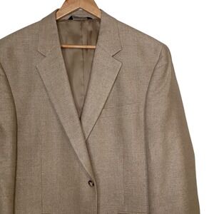 Jos A Bank Classic Collection Blazer Mens 44R Tan 100% Silk Sport Coat Jacket 2B